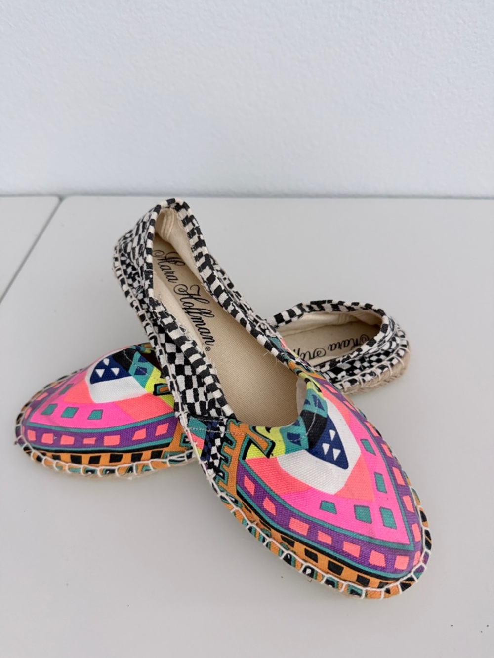 BNWOT Mara Hoffman Pink Multicolor Geometric Espadrilles - Picture 2 of 8